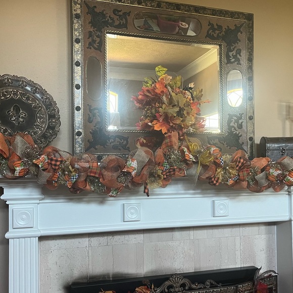 Fall Thanksgiving Autumn 9’ Fireplace Door GARLAND Pumpkin MATCH WREATH AVAIL - Picture 6 of 9